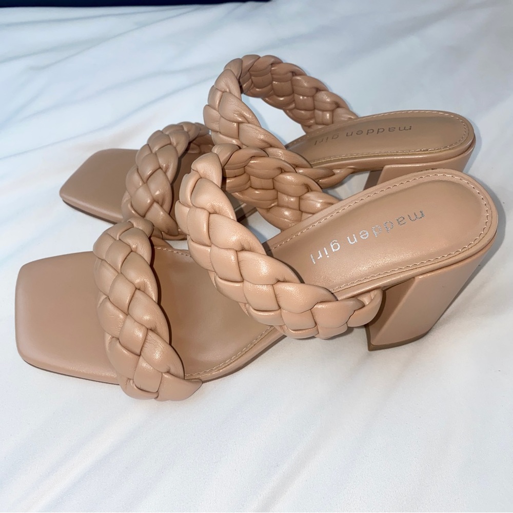 Madden Girl Tan Braided Slip On Heels 8.5 - Picture 1 of 6